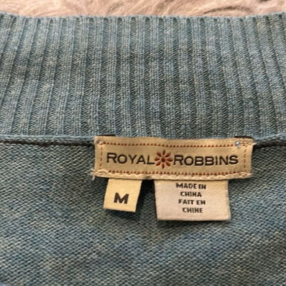 Royal Robbin’s women’s cotton teal button neck long sleeve fitted sweater - Picture 3 of 5